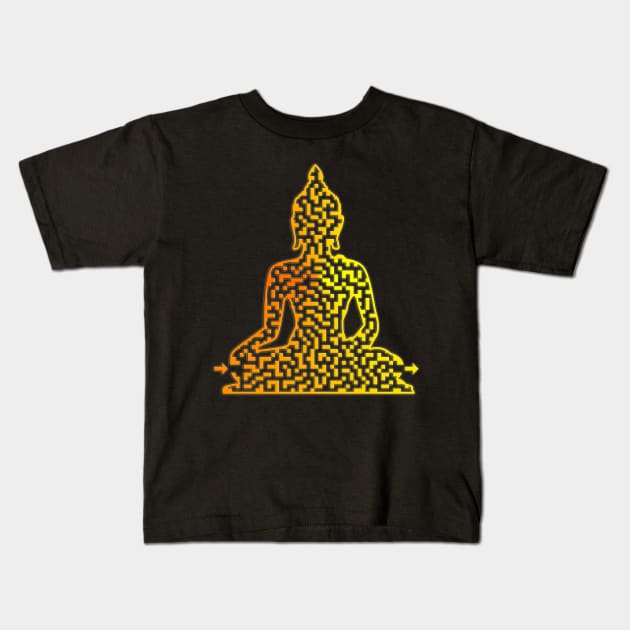 Buddha Shaped Maze & Labyrinth Kids T-Shirt by gorff